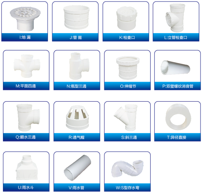 u-pvc落水系統材質配件展示圖